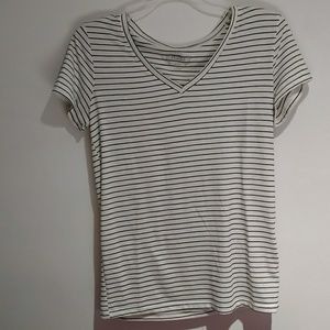 V-Neck White with Black Stripe MUDD Tee